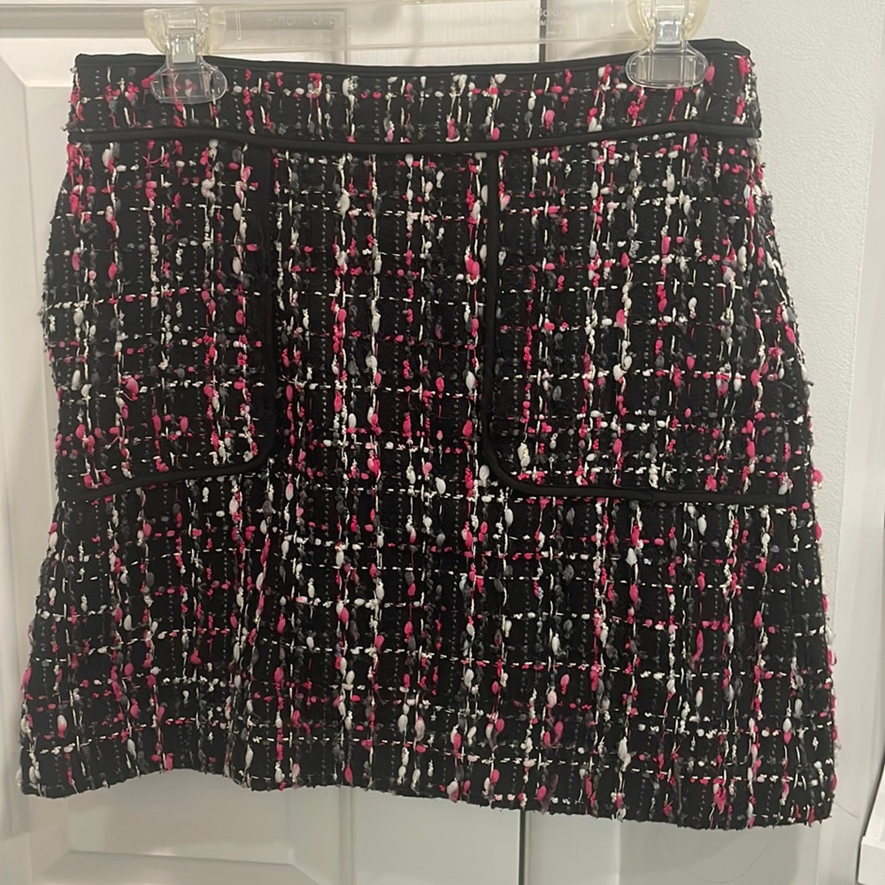 Black Tweed Skirt with white and pink